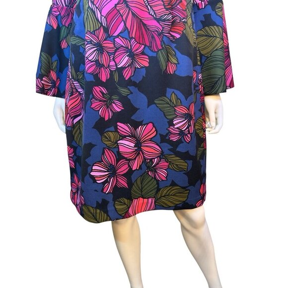 Trina Turk Miley Bell Sleeve Sheath Dress Womens Sz 8 Cocktail Party Floral EUC - Picture 4 of 6
